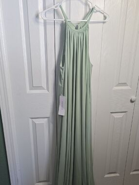 Azazie Mint Green Halter Maxi Dress